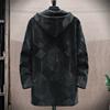 Autumn Winter Men's Fleece Mid Length Hooded Knit Cardigan Casual Knitwear Coat Thickened Warm Sweatercoat Men