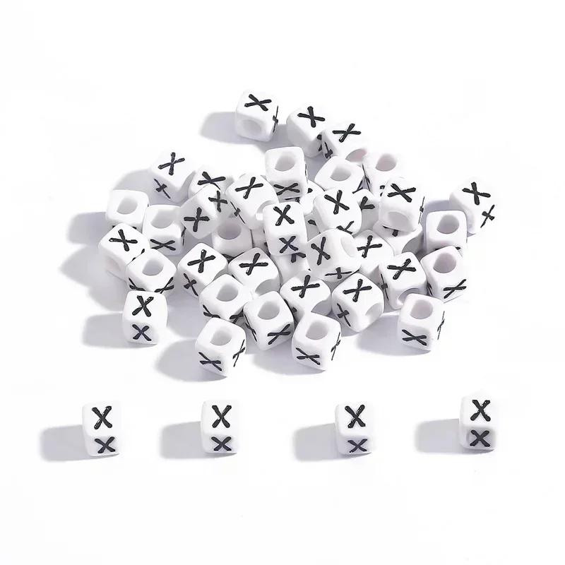 100-500pcs Acrylic A-Z Letter Bead White Square Cube Alphabet Bead for Jewelry Making Diy Bracelet Necklace Earrings Accessories