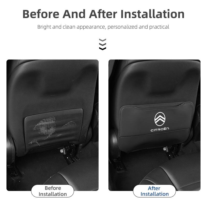 Car Anti-Kick Pad Seat Back Protective Cover Storage Pocket Auto Accessories For Citroen C4 C3 C5 C1 C2 VTS Berlingo Celysee