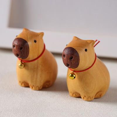 Sculpture sur bois Capybara Animal mignon sculptures et figurines Décoration figurine voiture Maison Chambre Bureau Petit cadeau