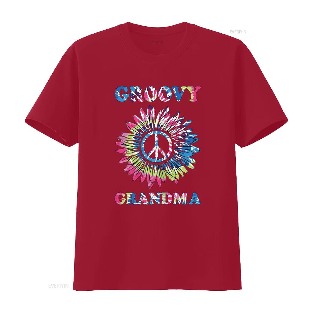 Groovy Grandma Vintage Tie Dye Peace Sign T Shirt vintage Washed Breathable Casual Slightly Top For Everyday Wear Versatile