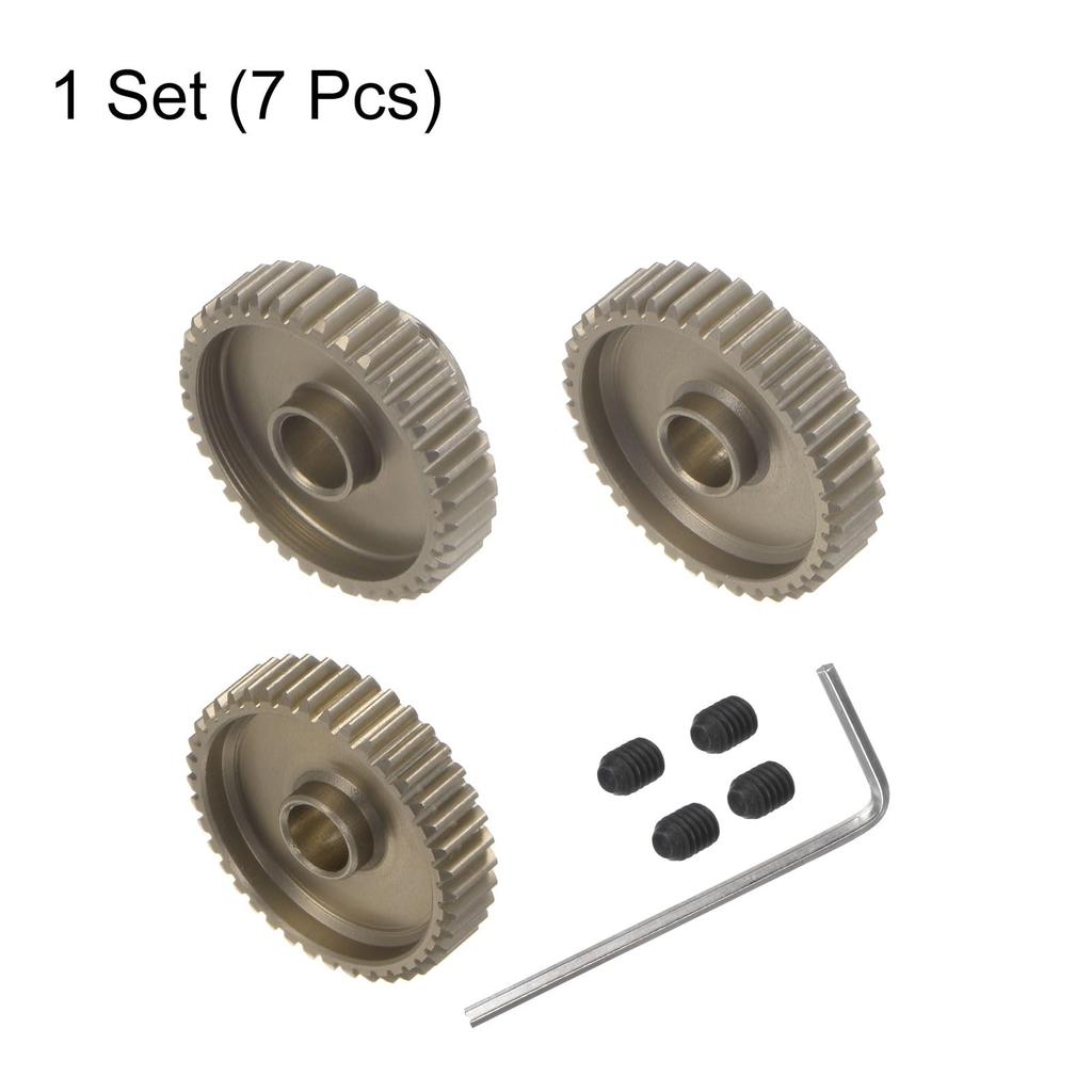 Uxcell 48P 7075 Aluminum Pinion Motor Gear Set, 38T, 39T, 40T, for 5mm RC Motor Shaft, 48-Pitch Gear for RC Cars, Includes Hex Wrench, 3 Pieces