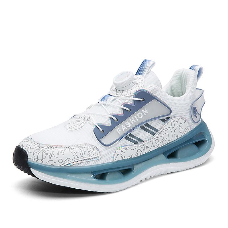 New Men's Shoes Mesh Breathable Sneakers Fashion Trendy Shoes Casual Students Rotating Buttons Running Shoes Men's