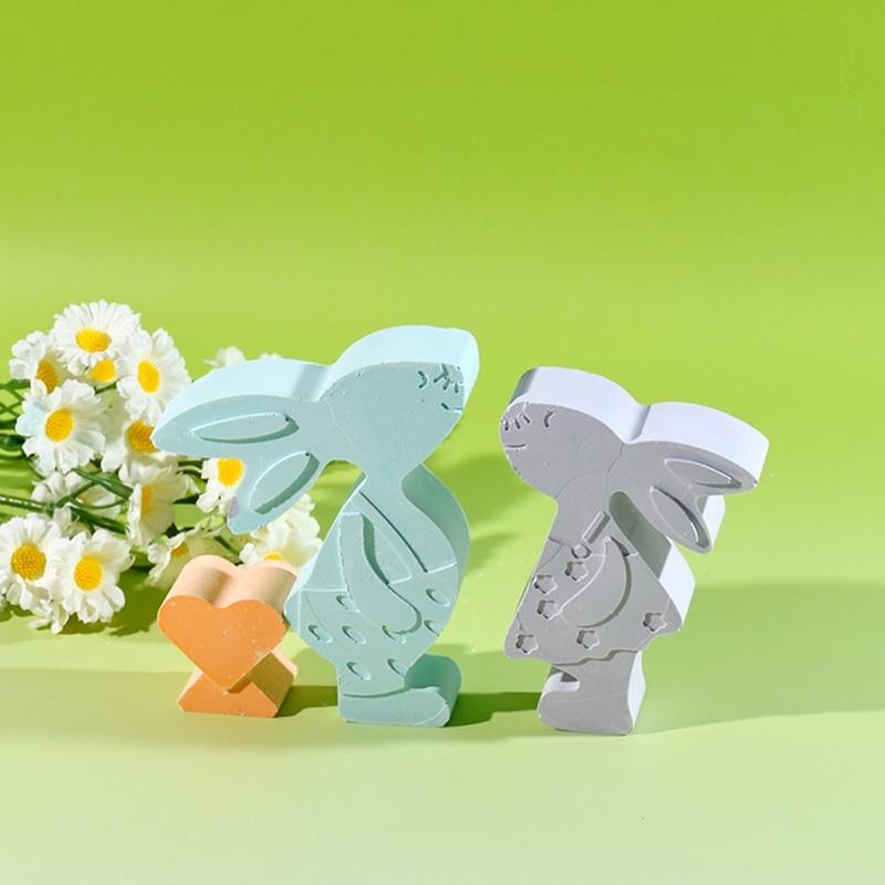 Couple Hare Silicone Candle Molds Heat Resistant Silicone Mould for Making Candle Soap Epoxy Resin Festival Decoration