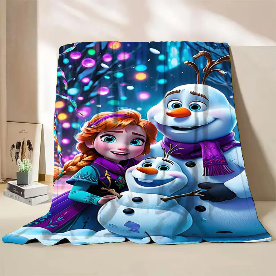 Disney Frozen Elsa Princess Childrens Adult Soft Flannel Blanket Fluffy Baby Plush for Bedroom Travel Office Cover Warm Blankets