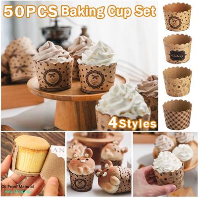 50 Piece Kraft Cup Baking Cup Set Cupcake Cup Wrap Mini Dessert Cupcake Wrap Baking Cup Set