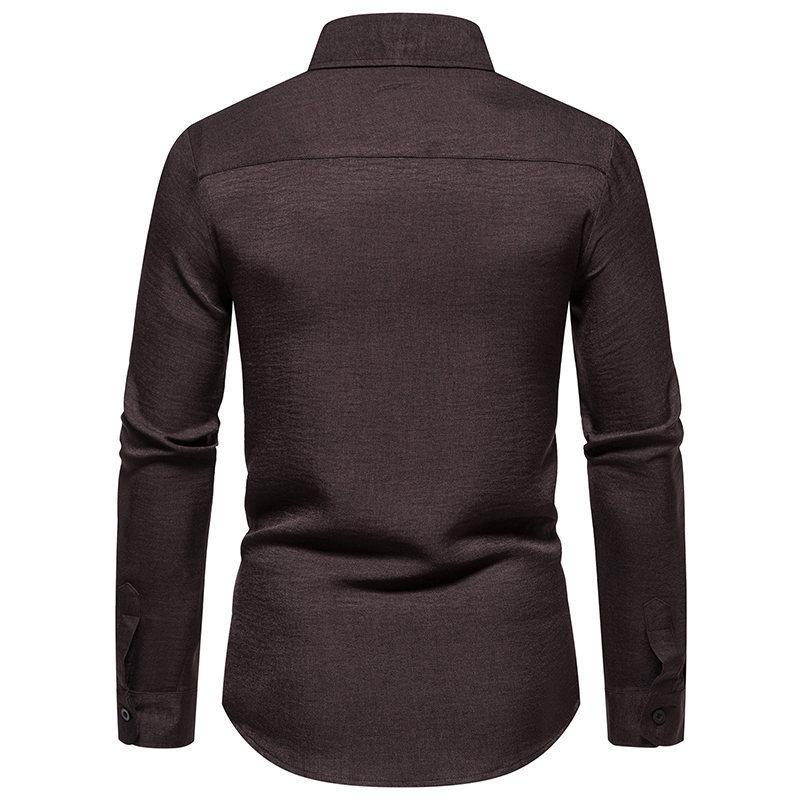 Nový pánský trend Jednobarevný retro styl Ležérní košile s dlouhým rukávem Pánské módní topy