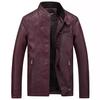 Spring youth straight hem red unhooded stand-up collar casual zipper digging bag autumn zipper leather jacket