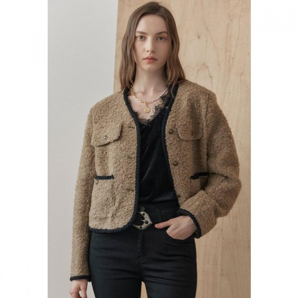 

Maxza Black Line Wool Blend Boucle Jacket Zc11qj010on beige/FREE