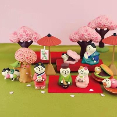 Japanese Cat Gift Ornaments: Koharu Tea House Series Resin Miniatures - Trendy ZAKKA Edible Toys & Sundries
