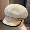 Japanese new belt octagonal hat children's autumn and winter big head circumference British retro versatile face newsboy hat