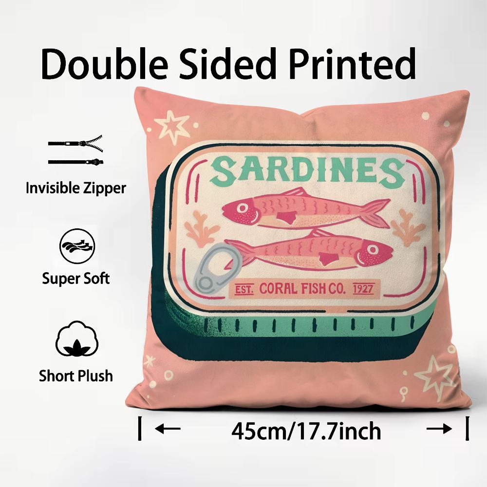 Sardine Can Cushion Cover Soft Decorative Pillow Case Suitable For Bedroom Sofa Car Travel Use