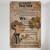 Vintage We Walked Together Metal Tin Sign Romantic Hearts Stars Decor with Cartoon Man & Balloons for Relationship Marriage Wall