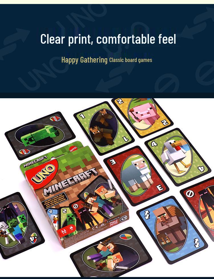UNO Minecraft Edition: Genuine Mattel Playing Cards for Casual Multiplayer and Happy Party Games.