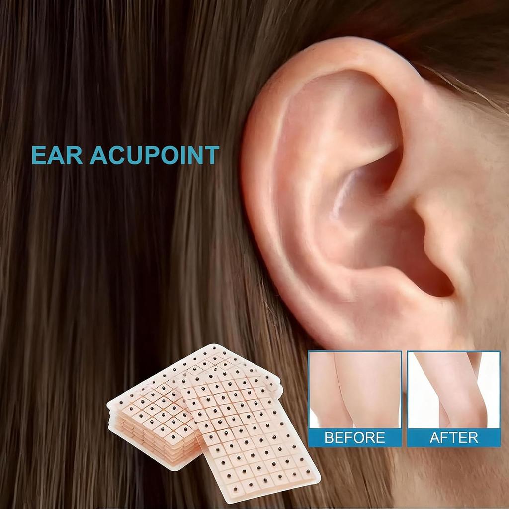 600Pcs Ear Seeds Acupuncture Kit - Acupressure with Ears Seed, Ear Press Seeds, Auriculotherapy Seeds Self-Care Acupressure Beads