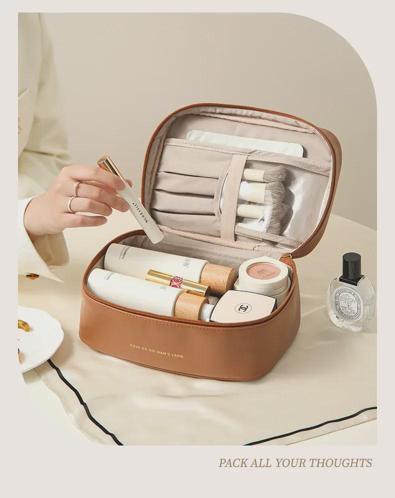 High-Value Large Capacity PU Travel Toiletry Bag - Portable, Waterproof, and Stylish Cosmetic Storage