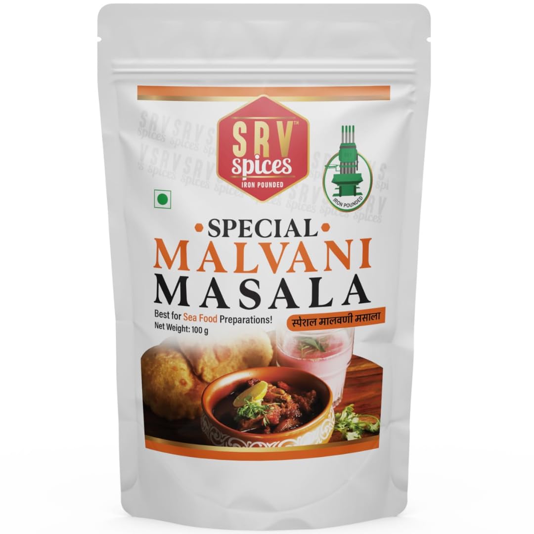 SRV SPICES Special Malvani (Malwani) Masala | Perfect for Seafood | Crafted with 24 Handpicked Ingredients | Rich, Aromatic Flavor from 57 Years