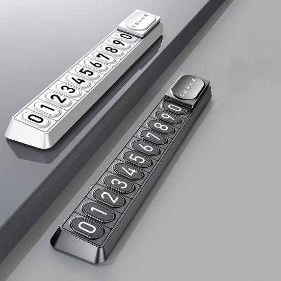 Car Parking Number Plate with Sticker Slider Night Luminous Dashboard Mount Universal Temporary Auto Phone Number Sign Car Accessories