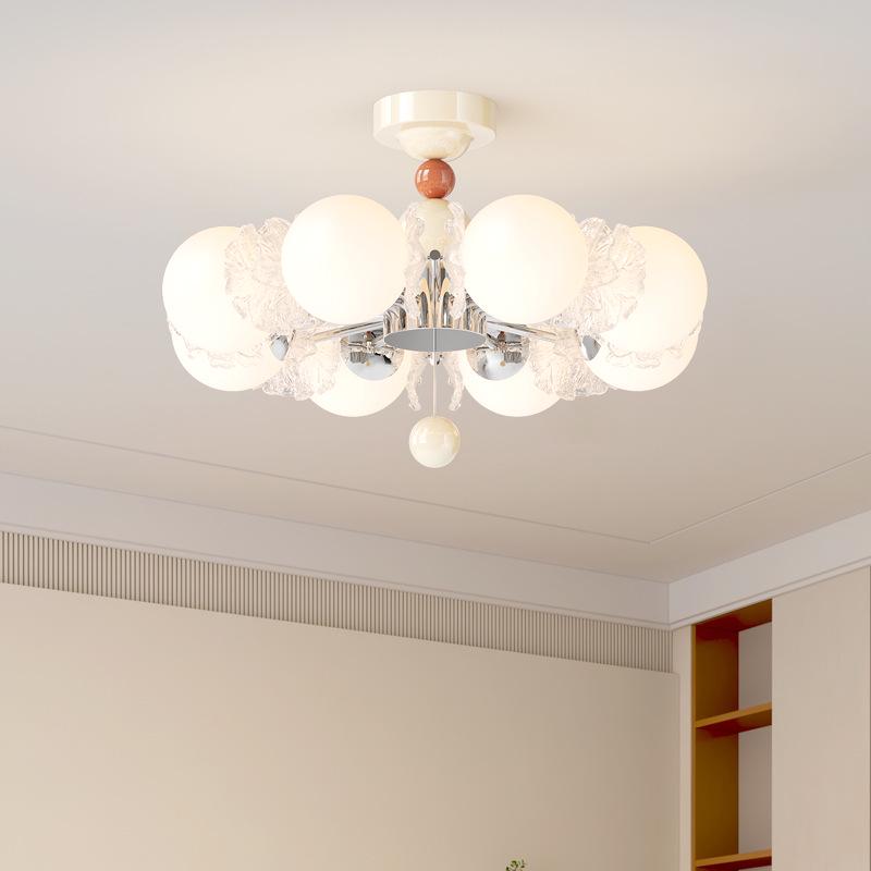 French Luxury Glass Chandelier - Modern Minimalist Lighting for Bedroom or Study