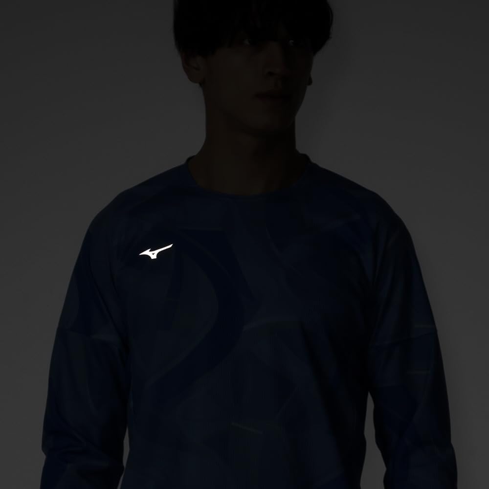 Training Dry Aeroflow Long Athlete MUGEN Quick Highly Parisian Blue [Mizuno] Wear, T-Shirt, Sleeve, Interlocking, GRAPHIC, Dry, Ventilated, 32MAB554,