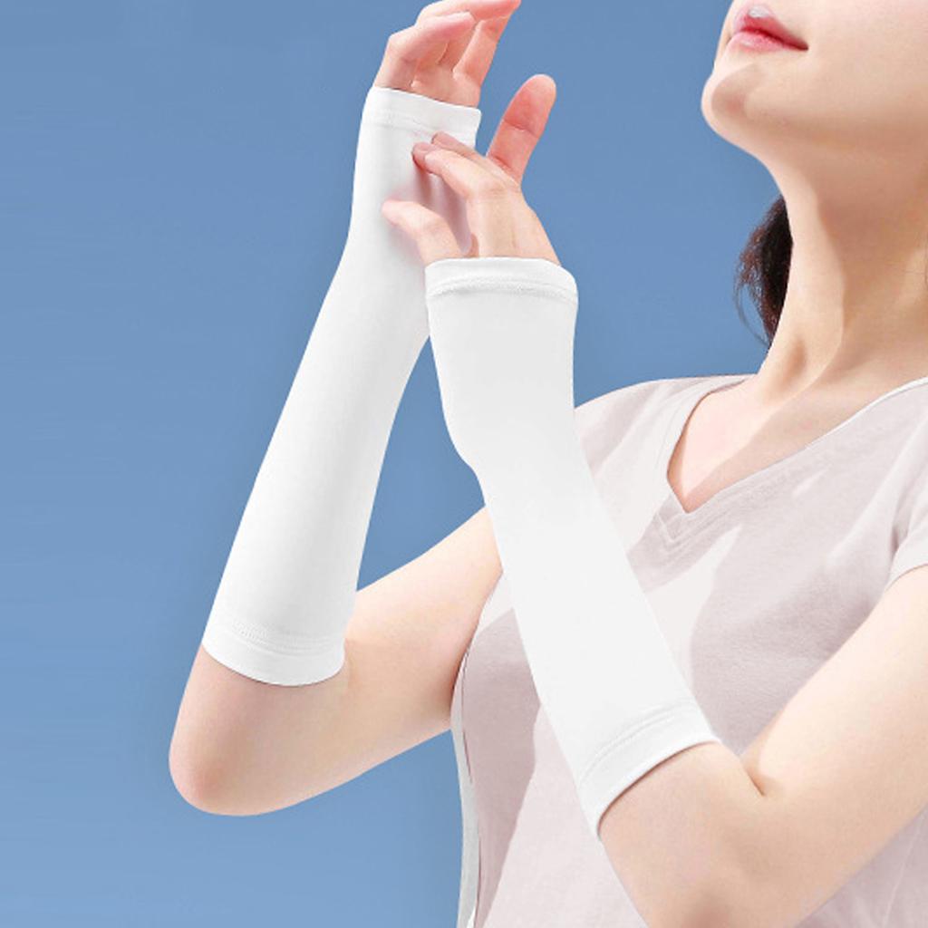 Short Solid Color Sunscreen Mosquito Repellent Breathable Ice Silk Sleeves for Driving,Cycling,Fishing and Climbing