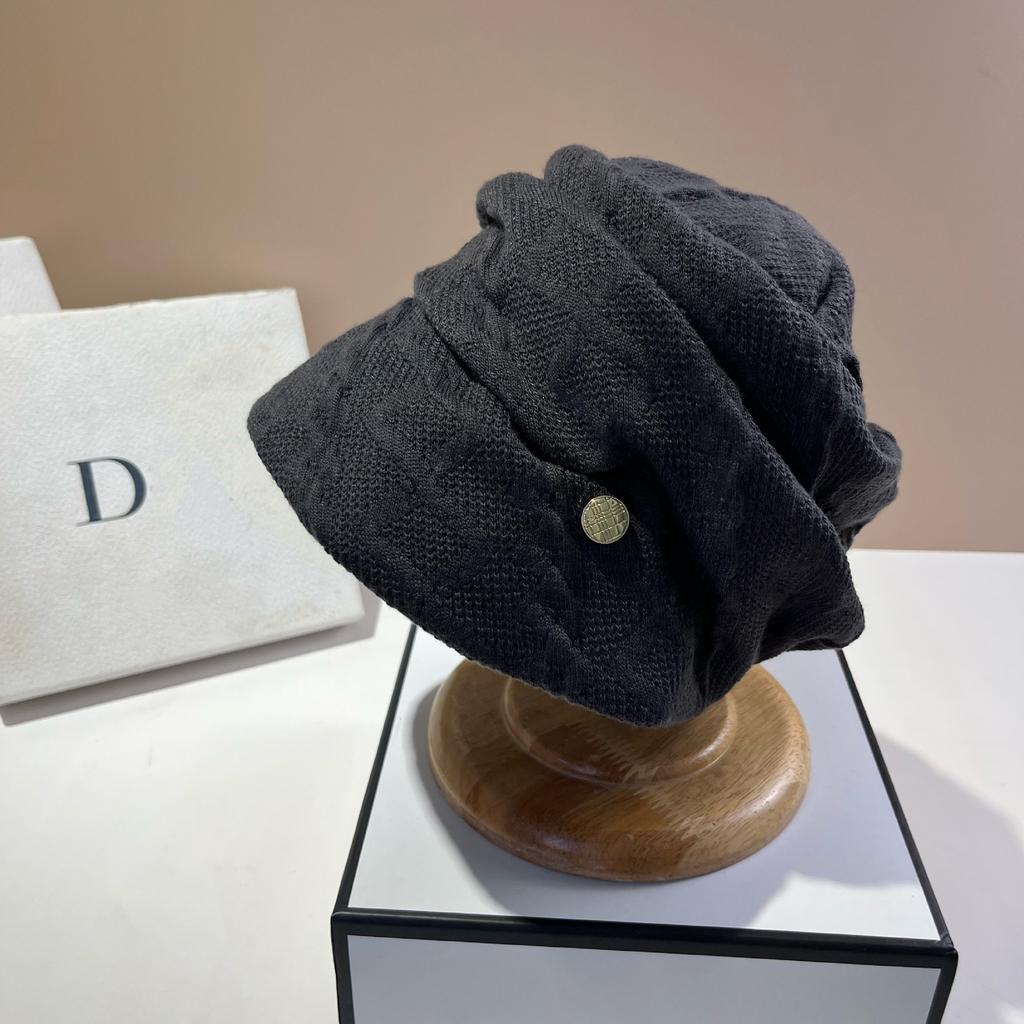 Twist Knitted Stacking Hat Warm Trend Show Face Small Bag Head Hat Plain Makeup Versatile Bucket Hat