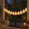 Cute Ghost Ornaments for Bedroom 6.6FT Halloween Light Up Garland, Lace LED Fairy String Light, Warm White Lights Home Spooky Hanging Bunting
