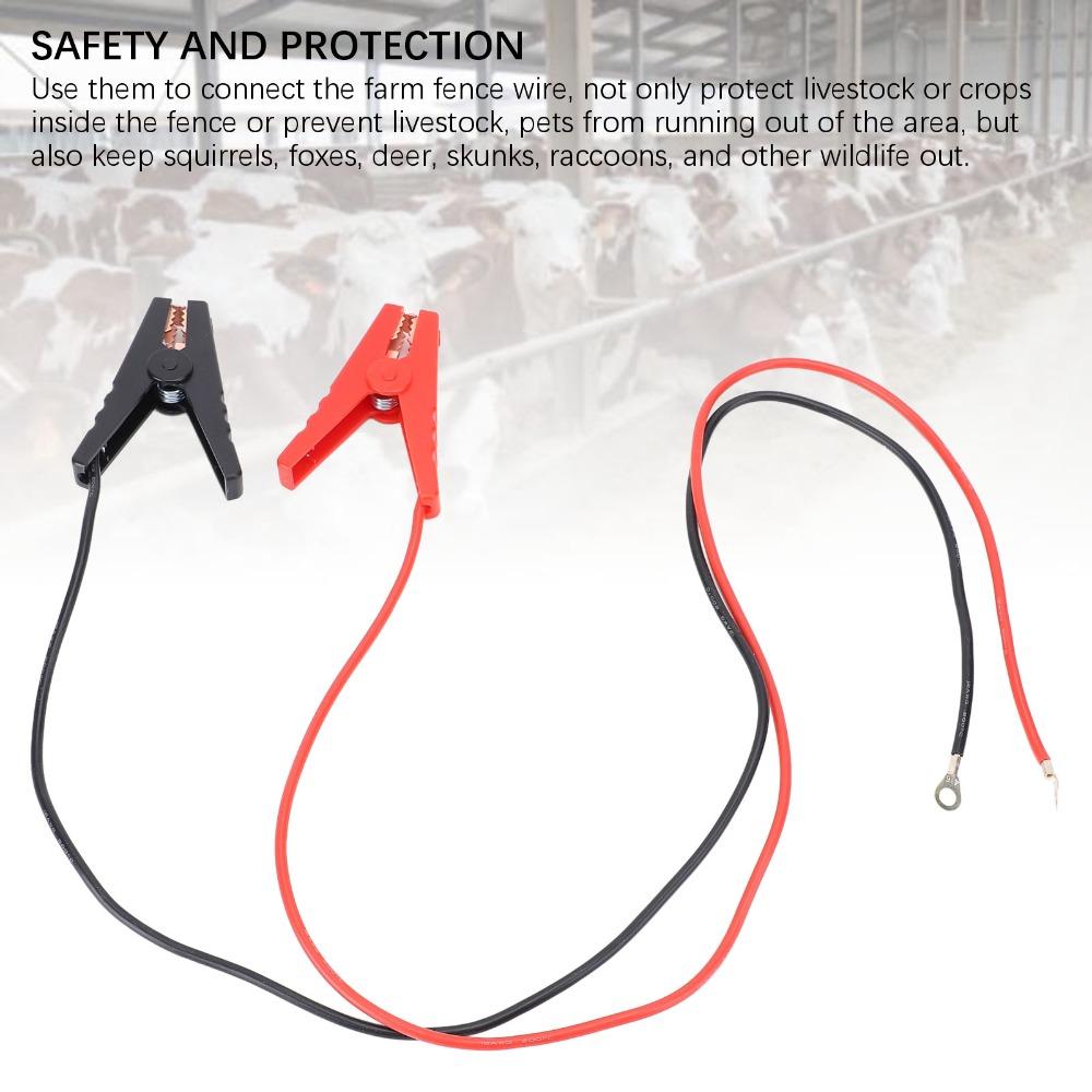 2pcs Crocodile Clip Electric Fence Jumper Cable Electric Fence Charger Wire Outdoor Use