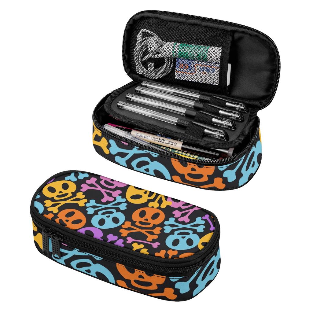Pencil Pouch Durable 300D Polyester Large Capacity Easy Open Zipper with Main Compartment Mesh Pocket and Pen Slots for Students