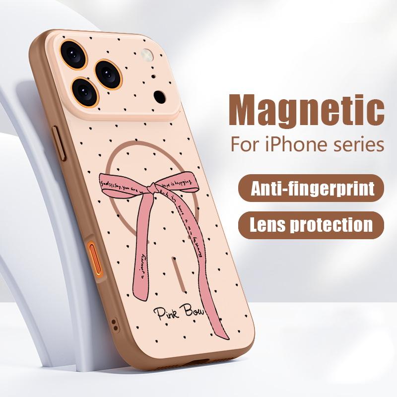 Colorful Bowknots Pattern Case For iPhone 17 Pro Max iPhone 16 15 14 13 Pro Max Magnetic For Magsafe Hybrid TPU+PC Matte Cover