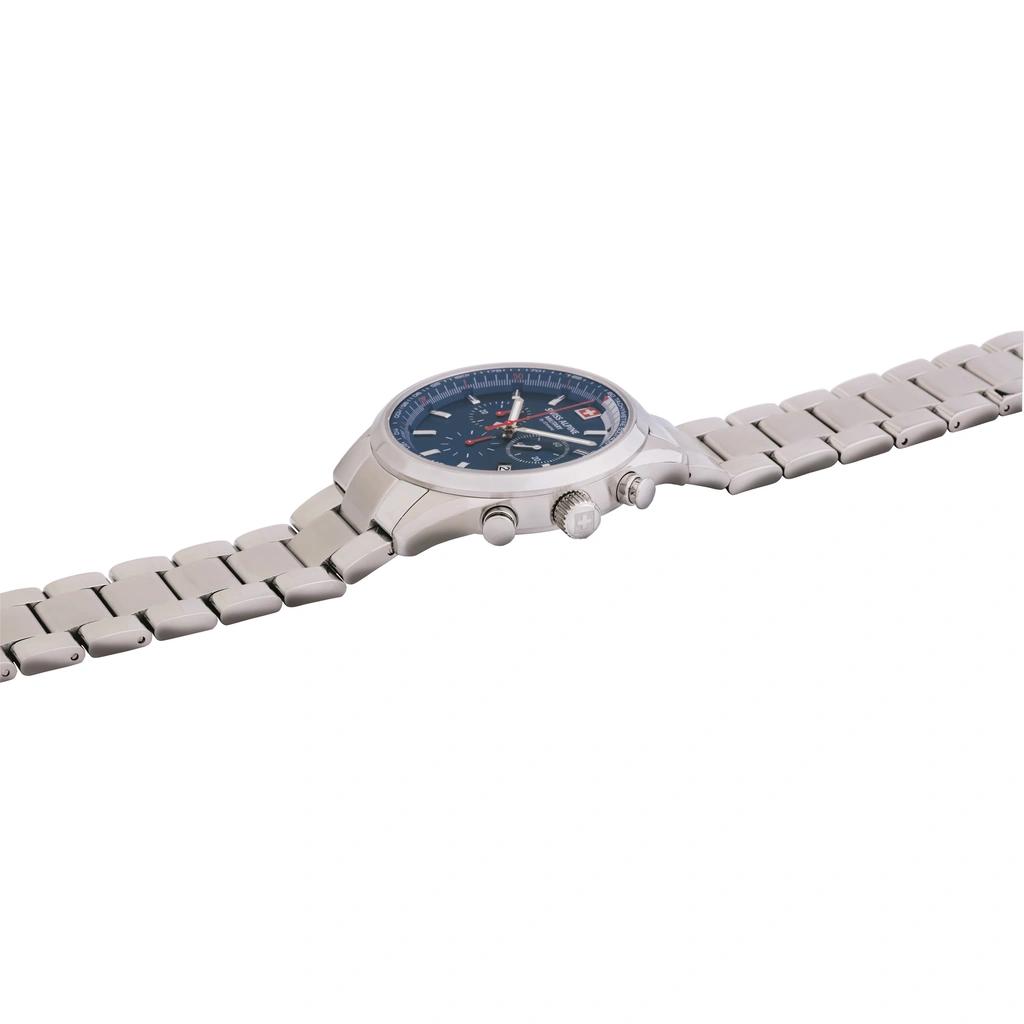 Swiss Alpine Military Pegasus Chronograph Edelstahl Blaues Zifferblatt Quarz 7086.9135 100M Herrenuhr