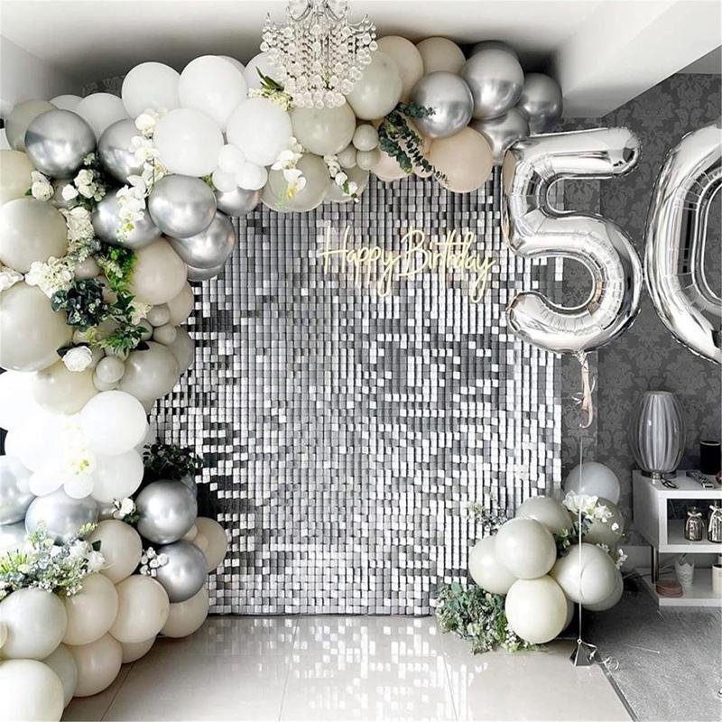 2pcs Party Backdrop Metallic Foil Fringe Tinsel Curtain Adult Kids Birthday Party Wedding Decoration Baby Shower Favor Supplies