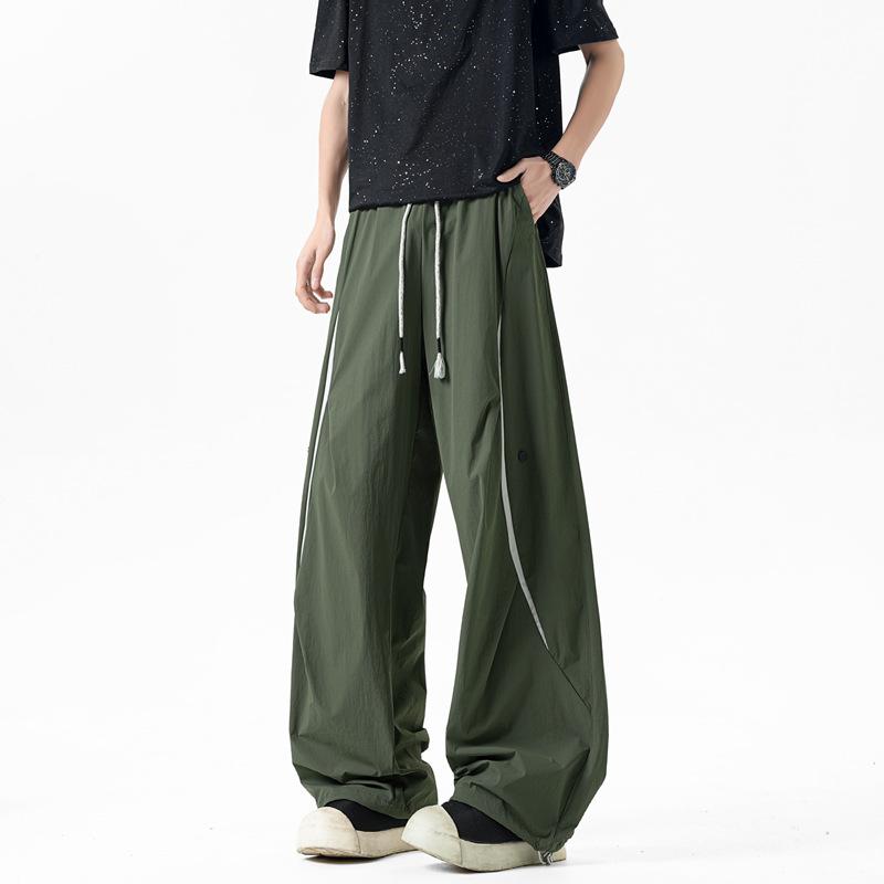 

Летние мужские тонкие брюки из ледяного шелка, прямые брюки-сабли, быстросохнущие, свободные спортивные повседневные брюки 3XL