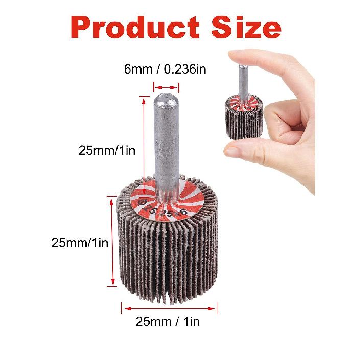Rocaris 40 Pack Flap Wheel 1" x 1", 1/4" Mounted Shank Aluminum Oxide Grit# 60,80,120,240 for Drill