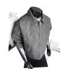 Mens Vintage Washed PU Leather Jacket With Metal Pin Detail Loose Fit Long Coat