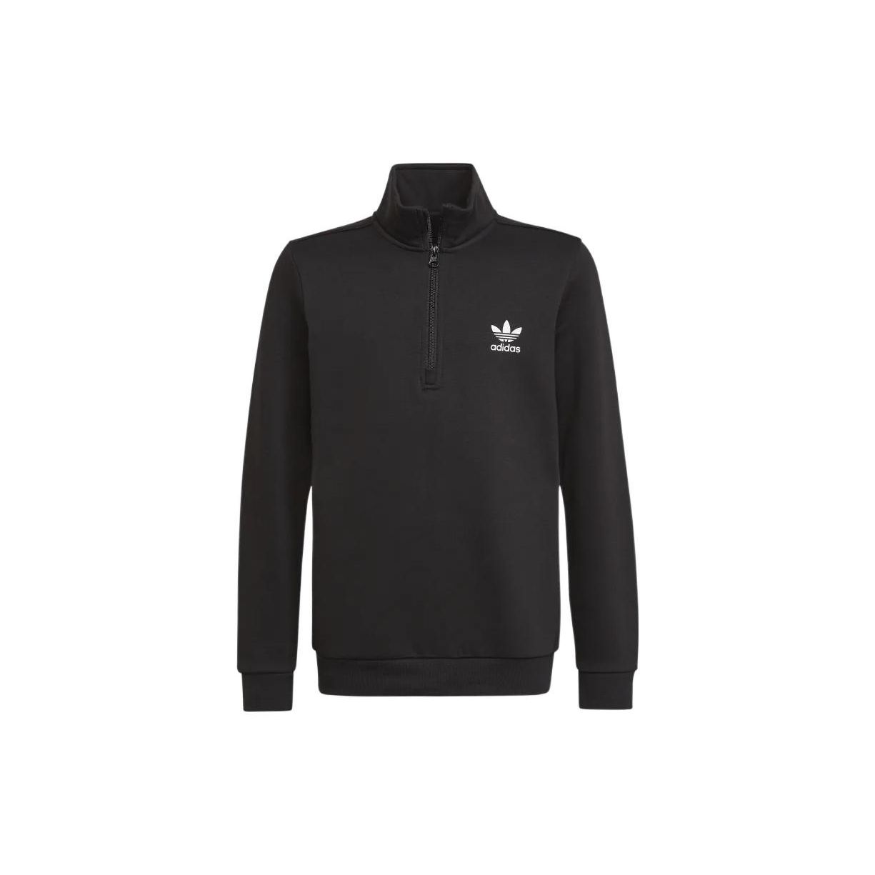 

Adidas Originals Trefoil Logo Print Half-Zip Stand Collar Sweatshirt Kids sweatshirt Black HK0336 128