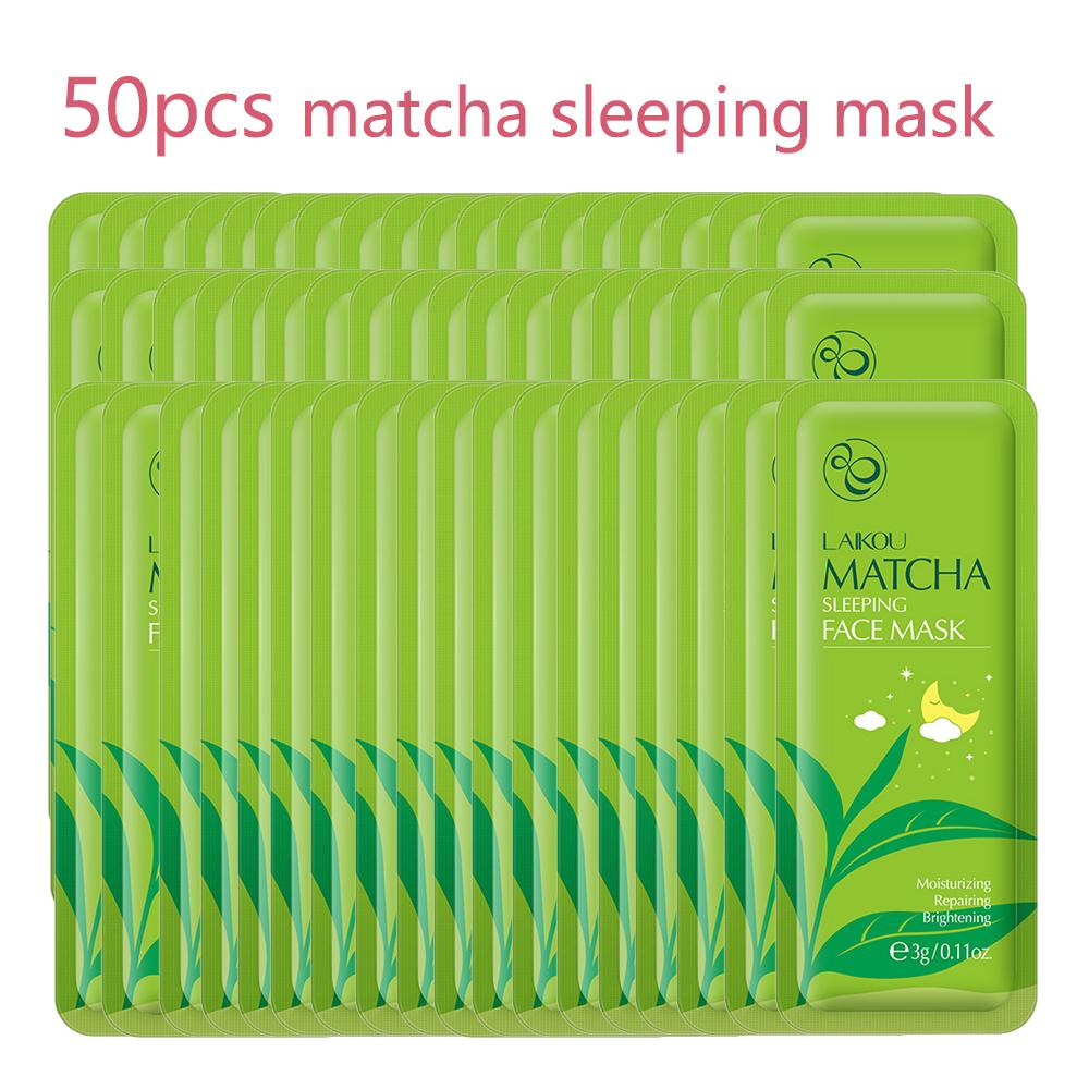50PCS LAIKOU Matcha Moisturizing Sleeping Mask Facial Night Packs Smooth & Tender Skin Hydration Travel Bags Face Skin Care
