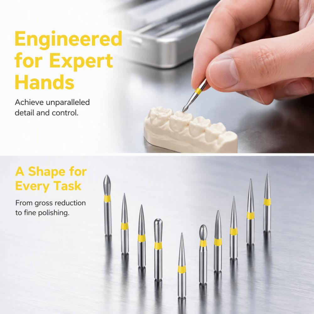 FG 1.6mm Shank Diamond Polishing Burs Extra Fine Grit Fine Ring Burs  Detailed Finishing