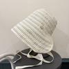 Summer Sun Protection Fisherman Hat For Women With Wide Brim And Striped Cotton Material
