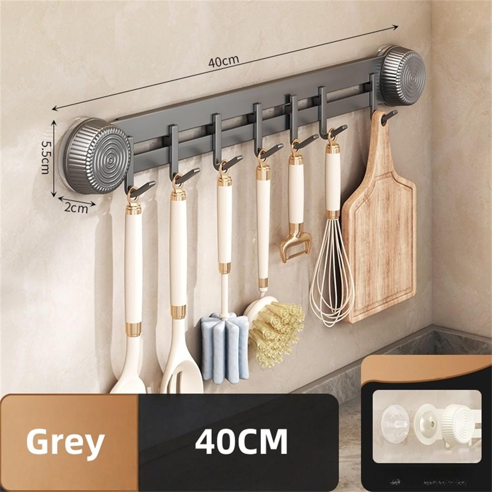 

Съемные настенные крючки для хранения на кухне, держатель для кухонной утвари на присоске Grey 40cm