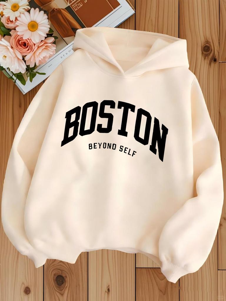 Girls' Casual Hooded Sweatshirt, Loose and Versatile Children's Hoodie, Girls' Hooded Sweatshirt, Fashionable Printed Top,