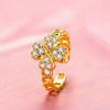 New Arrival Lucky Four-leaf Flower Zircon Ring for Women Flower Fashioneasiest for Matchclassy Sense Open Ring Four-leaf Clover Ring