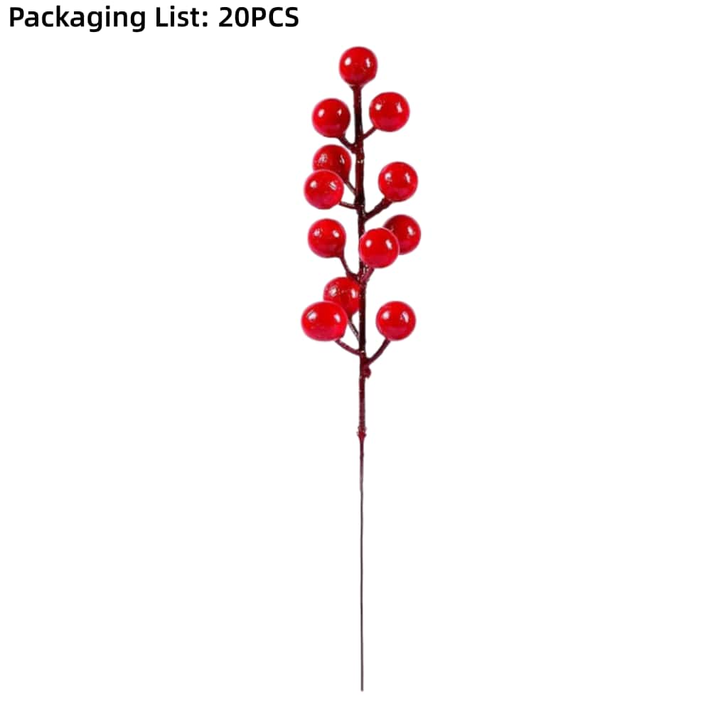 

20/30 PCS Festive Red Holly Berries Artificial Flowers, for Christmas Centerpieces and Home Decor - DIY Arrangements червоний