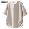 Men's Summer Waffle Knit Loose Fit Faux Two-Piece T-Shirt