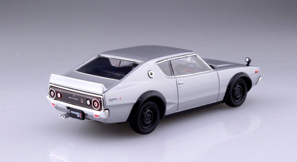 Aoshima Bunka Kyozai DISM KPGC110 Kenmeri Skyline HT Silver Metallic Finished Product 1/43 2000GT-R