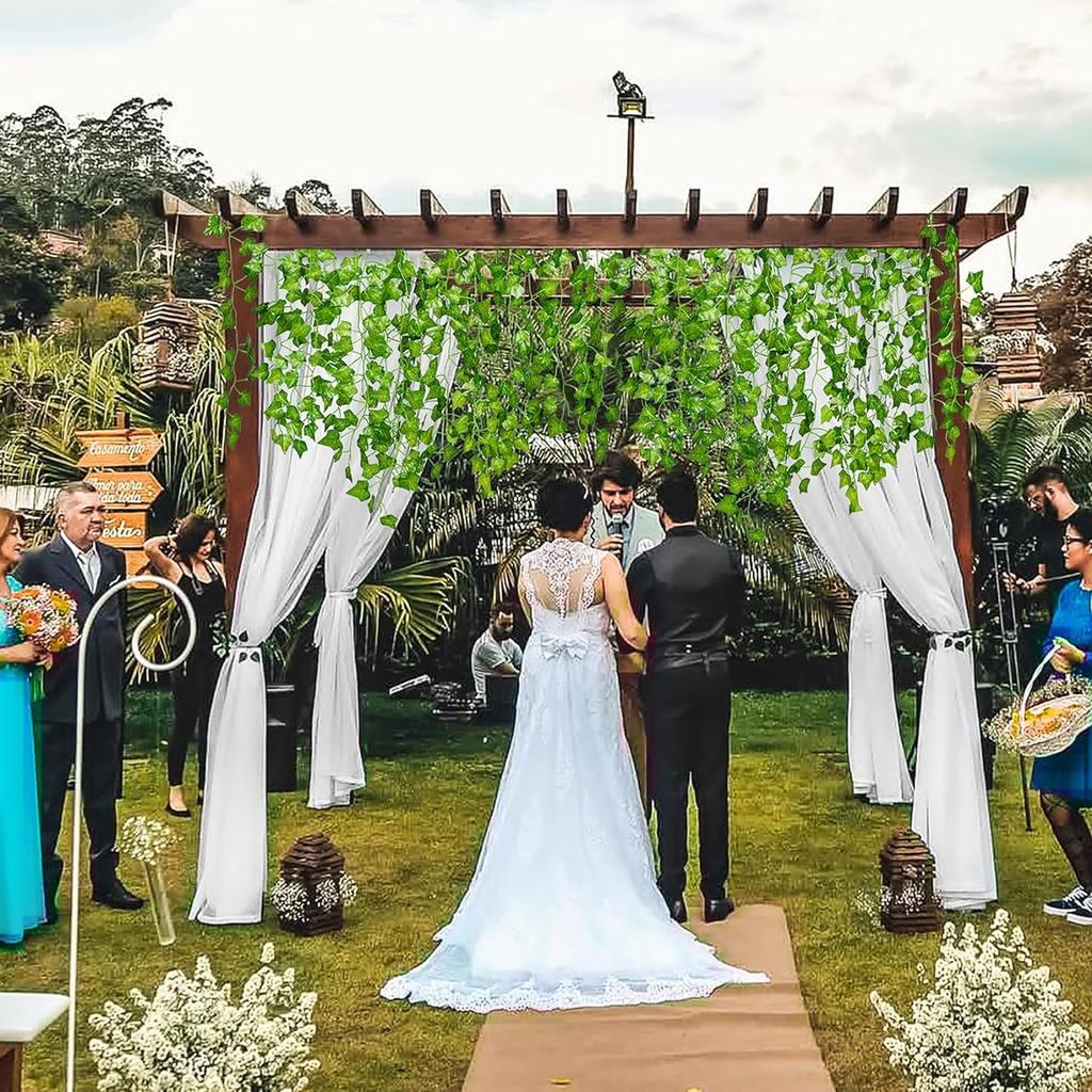 2.1M Artificial Hanging Plant Fake Vine Ivy Leaf Greenery Garland Garden Fence Exterior Decor Wall Wedding Home Party Decor