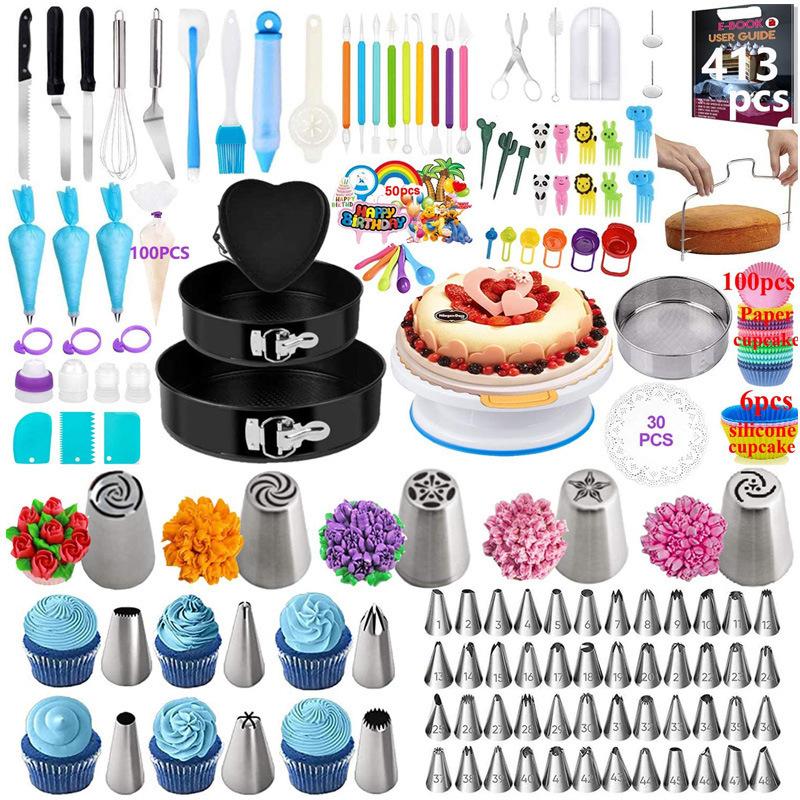 2026 623pcs Cake Turntable Set, Cream Icing Piping Nozzles, Cake Decorating Turntable, Piping Bags, Baking Tools