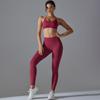 New Seamless Knitted Solid Color Sexy Back Tight Fashion Back V-waist Yoga Suit Running Fitness Set