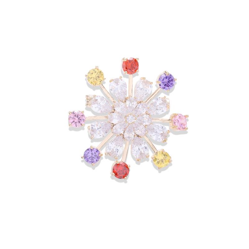 Bo Xin Yun Elegant Korean Style Colored Zirconia Snowflake Brooch Corsage Pin