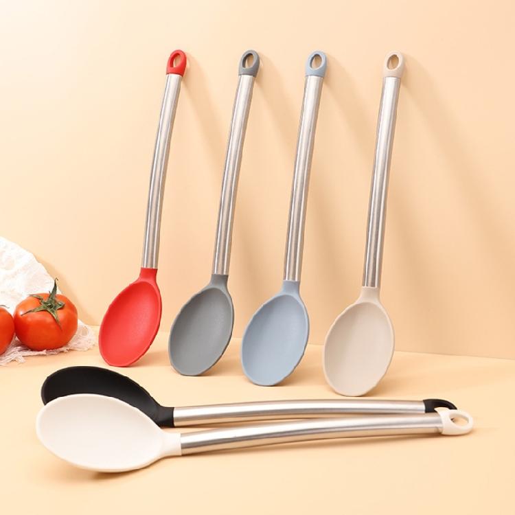 Practical Silicone Utensils Serving Spoon for Efficient Stirring and Scooping with Soft Grip and Spill Proof Assurances
